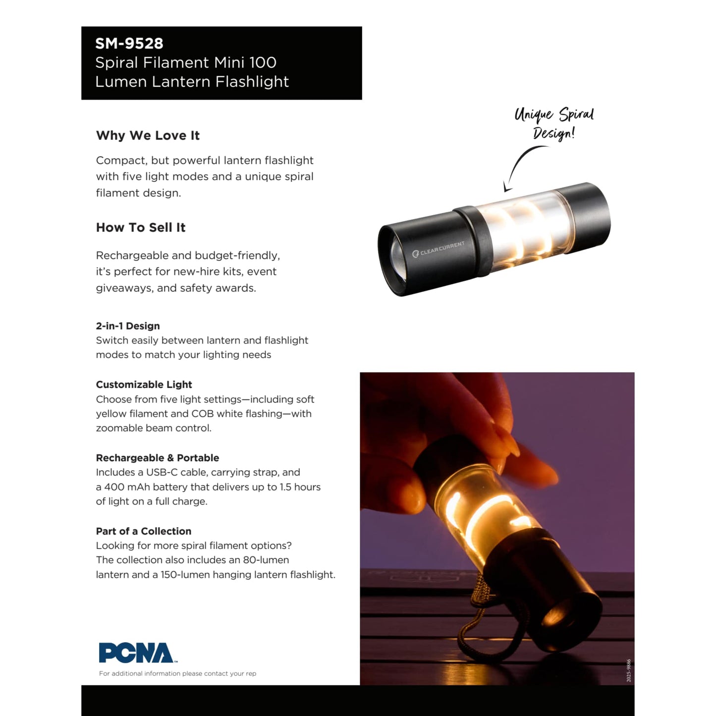 Black Mini Spiral Filament 100 Lumens Lantern Flashlight