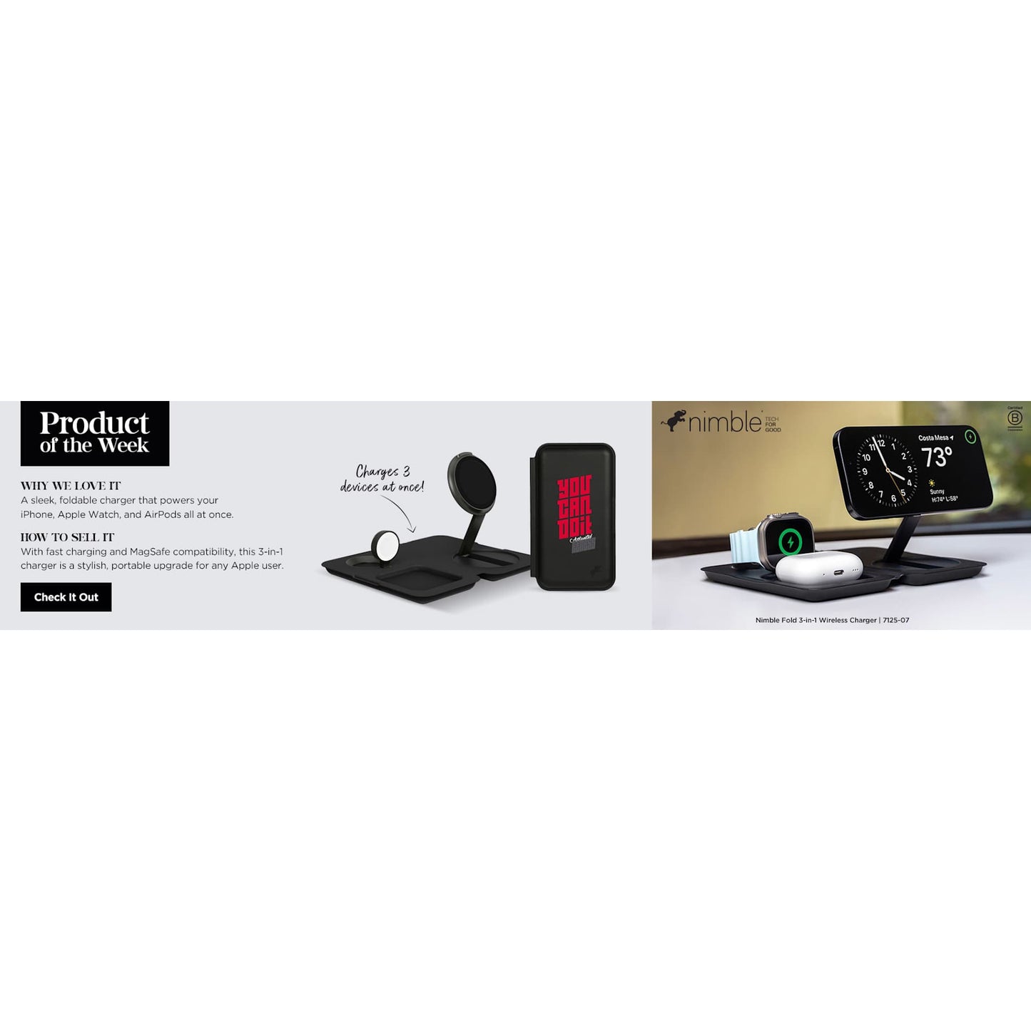 Black Nimble Fold 3-in-1 Wireless Charger