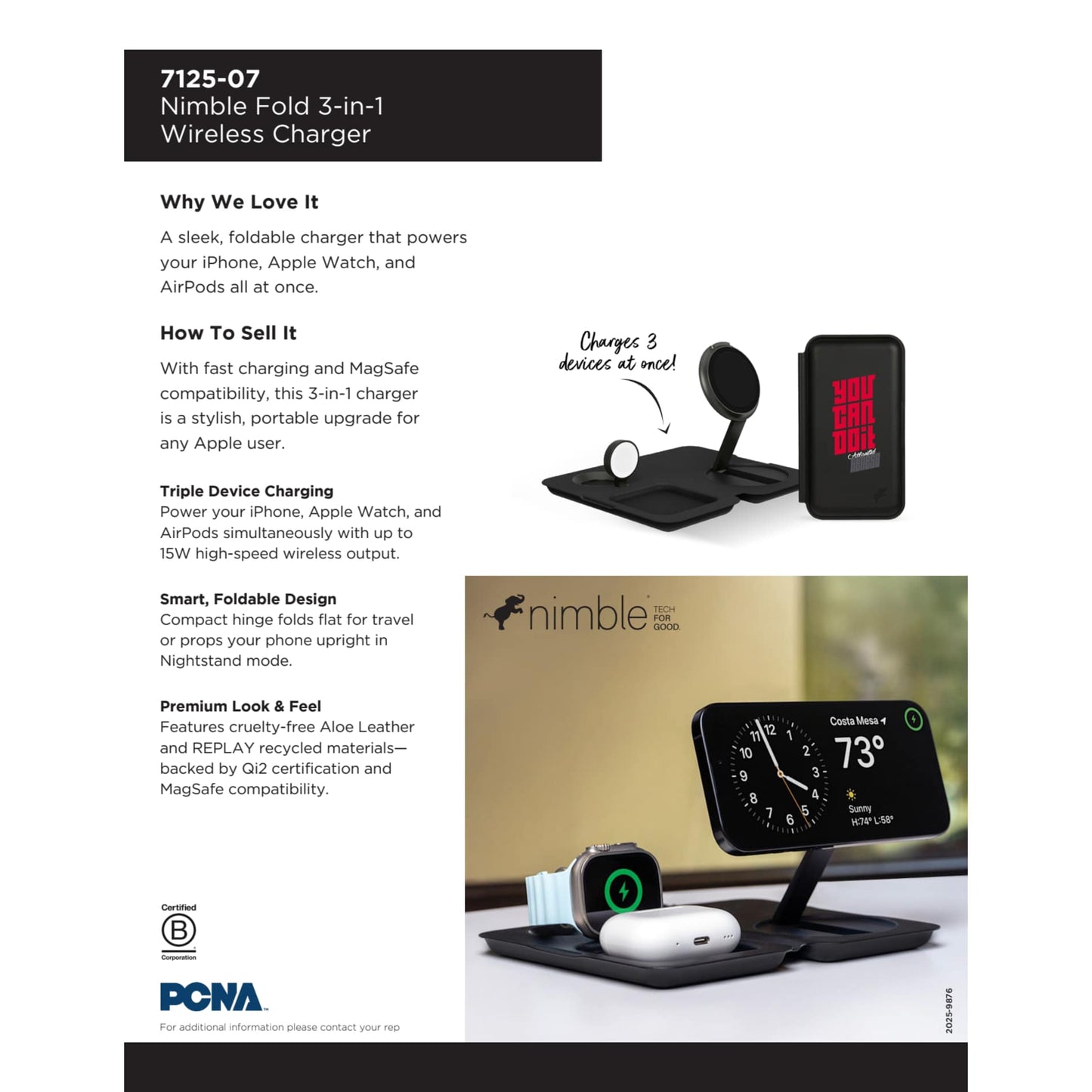 Black Nimble Fold 3-in-1 Wireless Charger