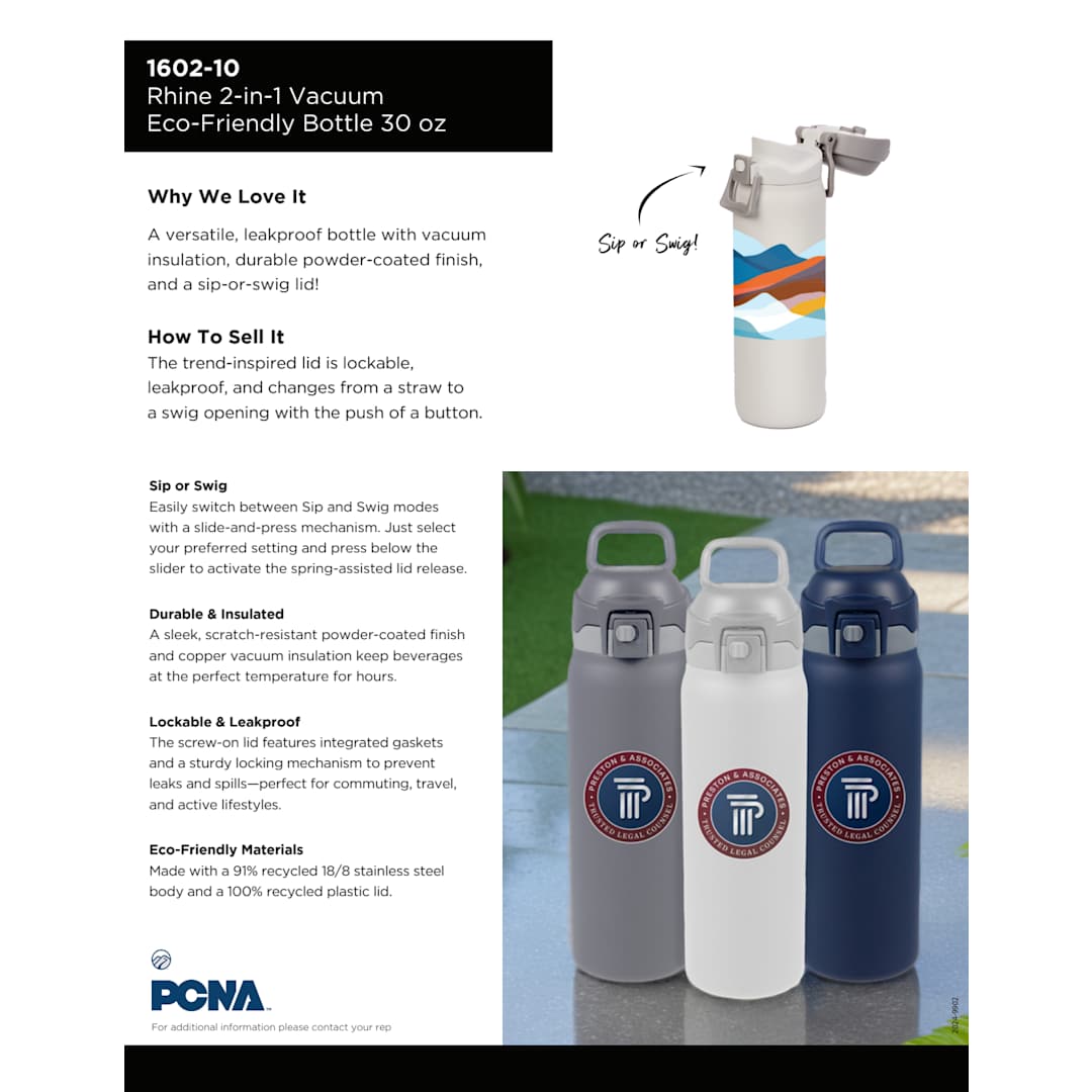 Black Rhine 2 in 1 Vacuum Eco-Friendly Bottle 30oz