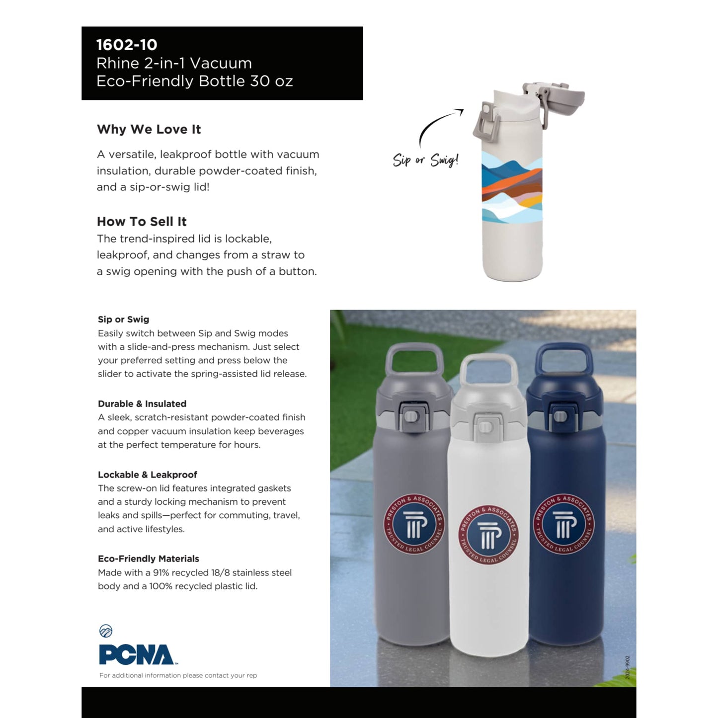 Black Rhine 2 in 1 Vacuum Eco-Friendly Bottle 30oz