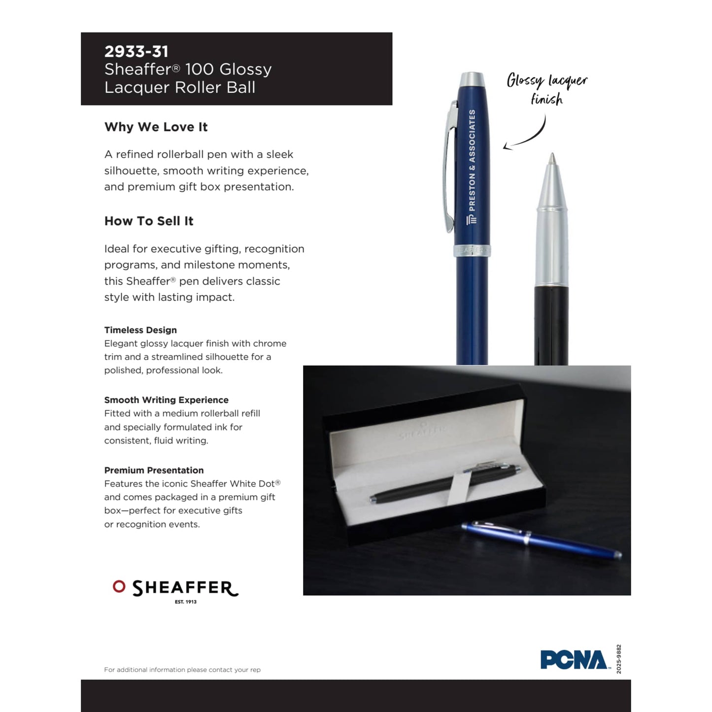 Black Sheaffer® 100 Glossy Lacquer Roller Ball
