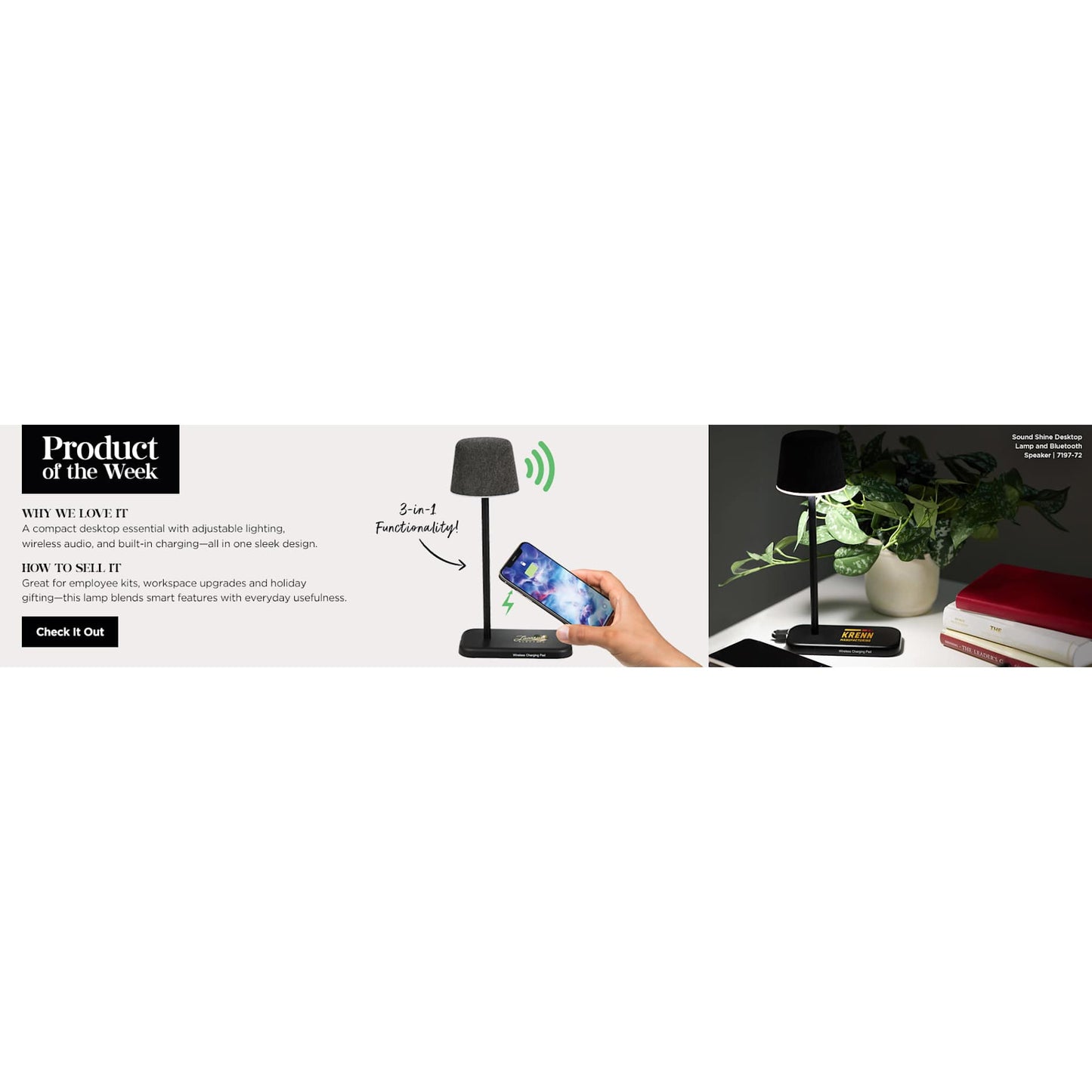 Black Sound Shine Desktop Lamp and Bluetooth Speaker