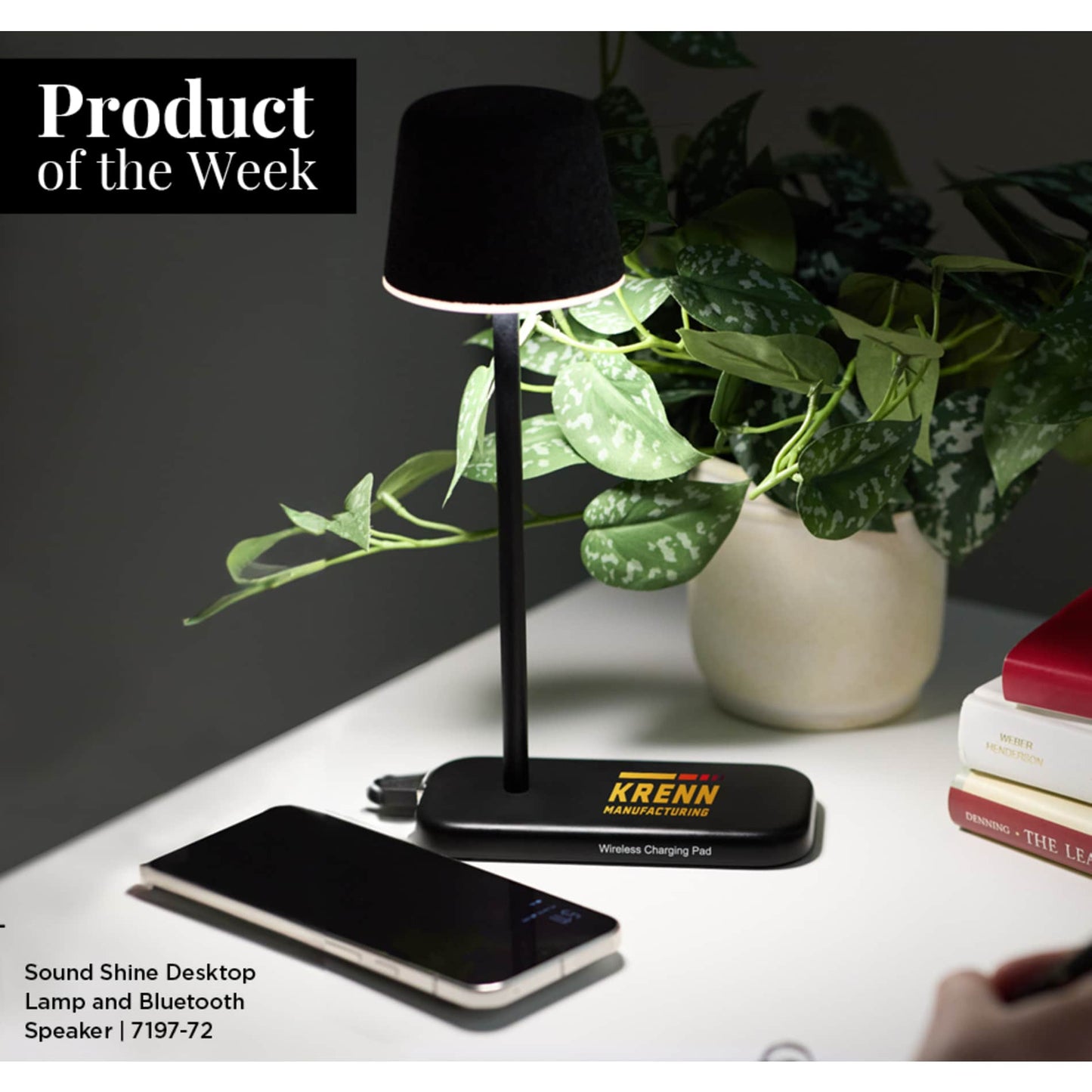 Black Sound Shine Desktop Lamp and Bluetooth Speaker