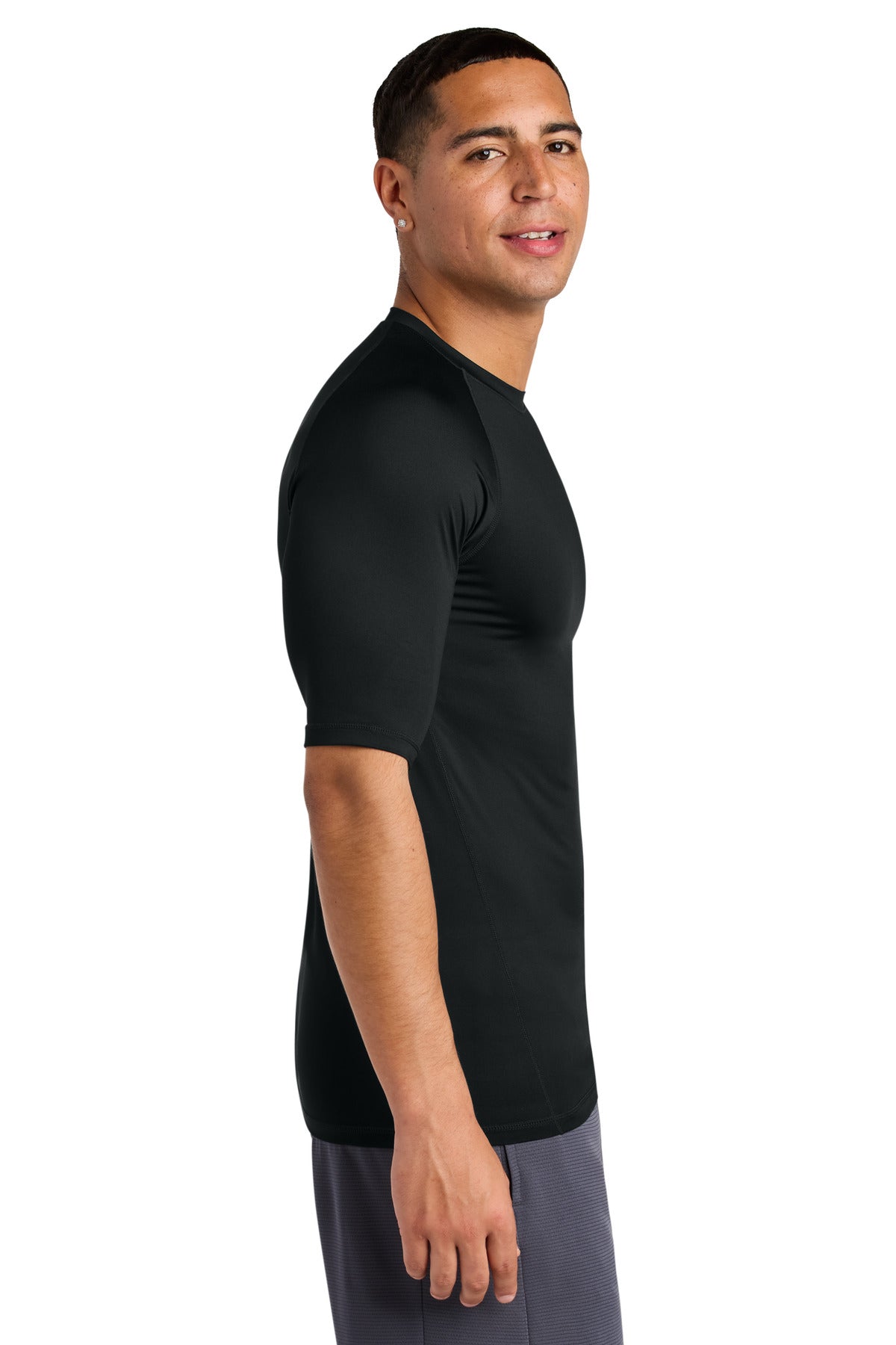 Black Sport-Tek PosiCharge Compression 1/2-Sleeve Tee ST120