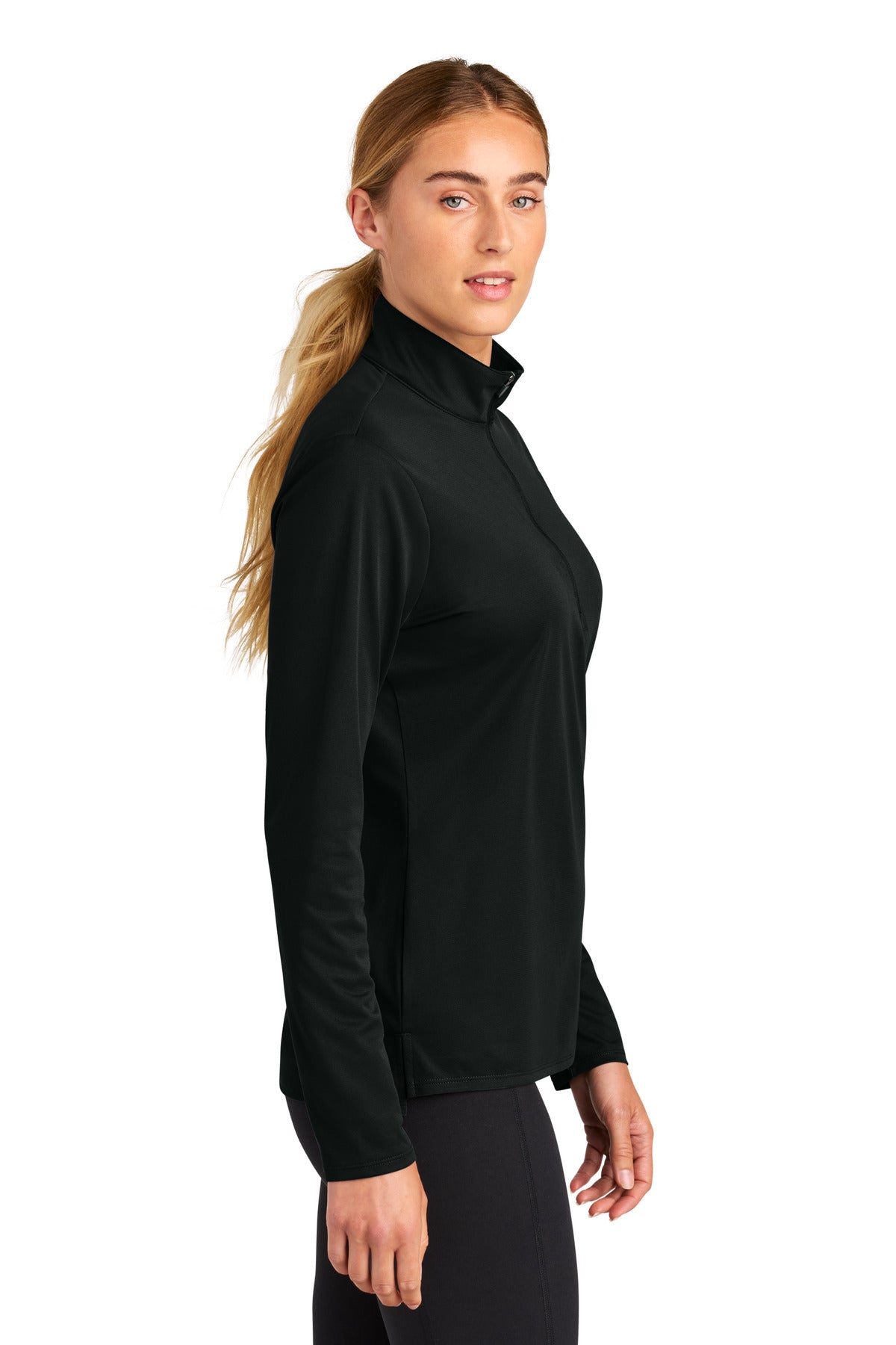 Black Sport-Tek Women's Micropique Sport-Wick 1/4-Zip LST672