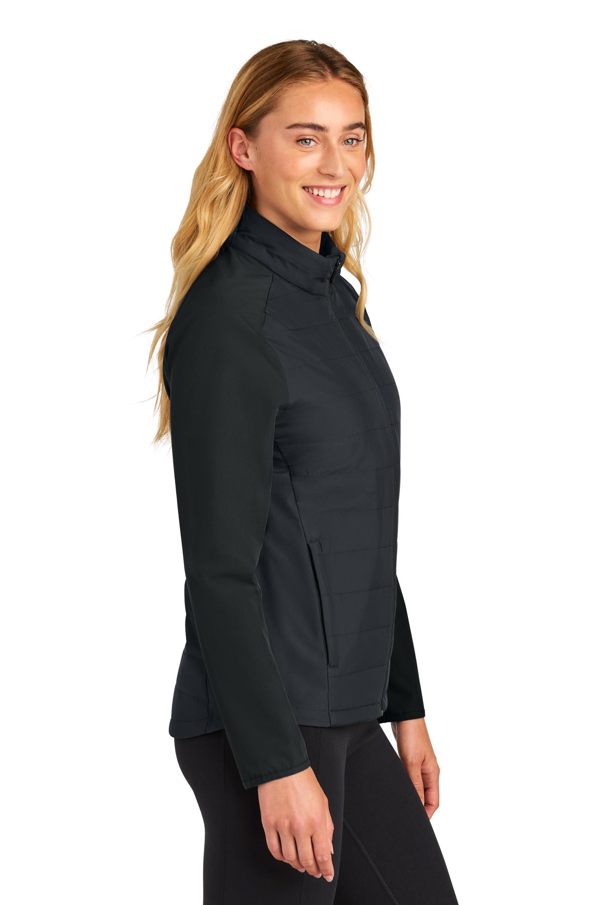 Black Sport-Tek Women's Teknical Hybrid Jacket LST940