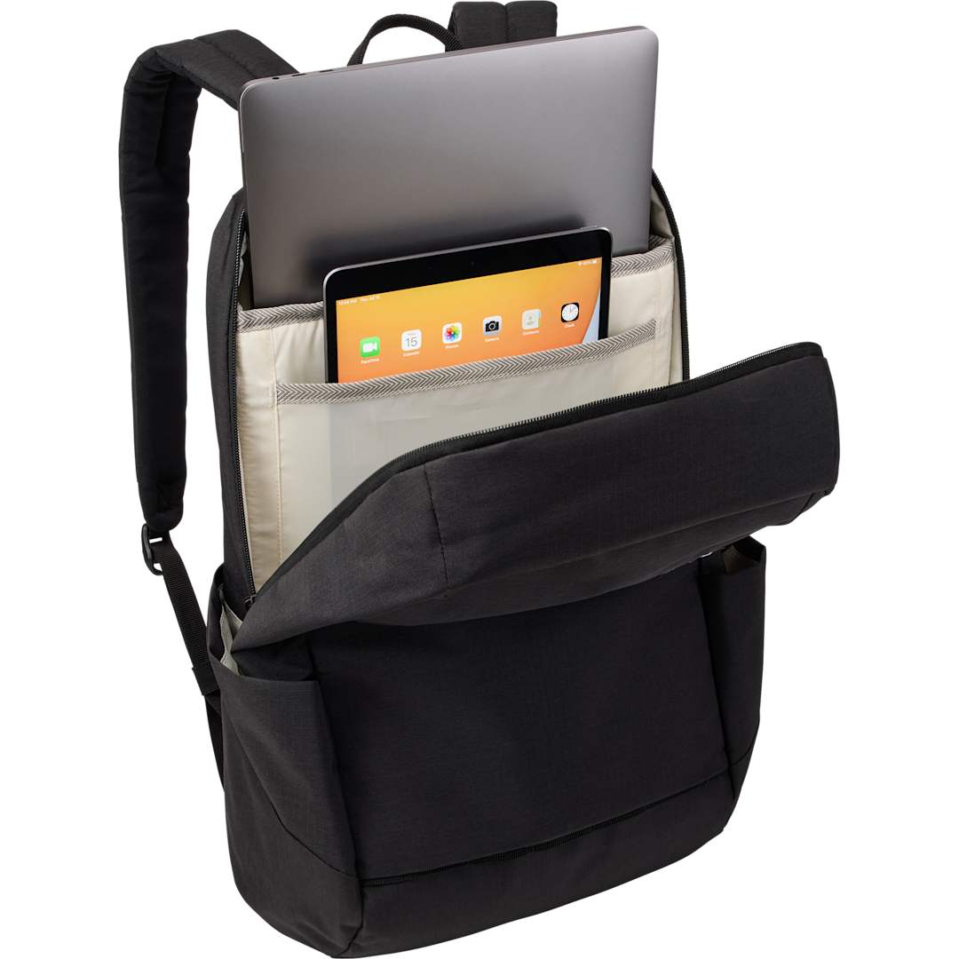 Black Thule Lithos 20L Recycled Laptop Backpack plain