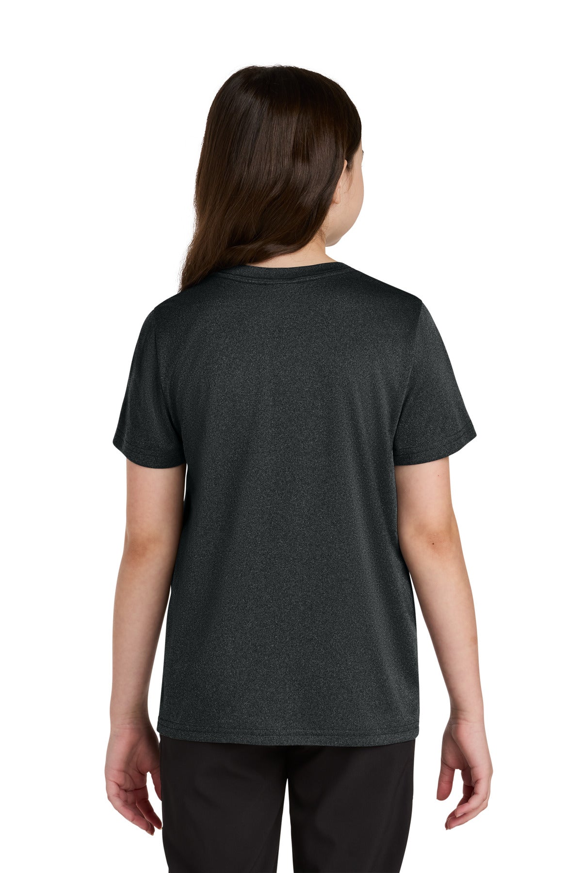 BlkHthr Port & Co Youth Heather Performance Tee PC390Y