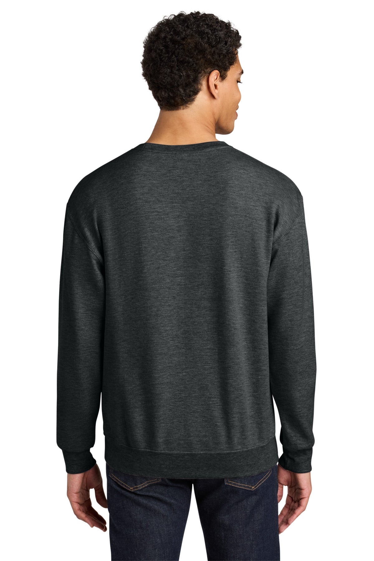BlkInkHtr Jerzees Ultimate Unisex CVC Ring Spun Crewneck Sweatshirt IC48M