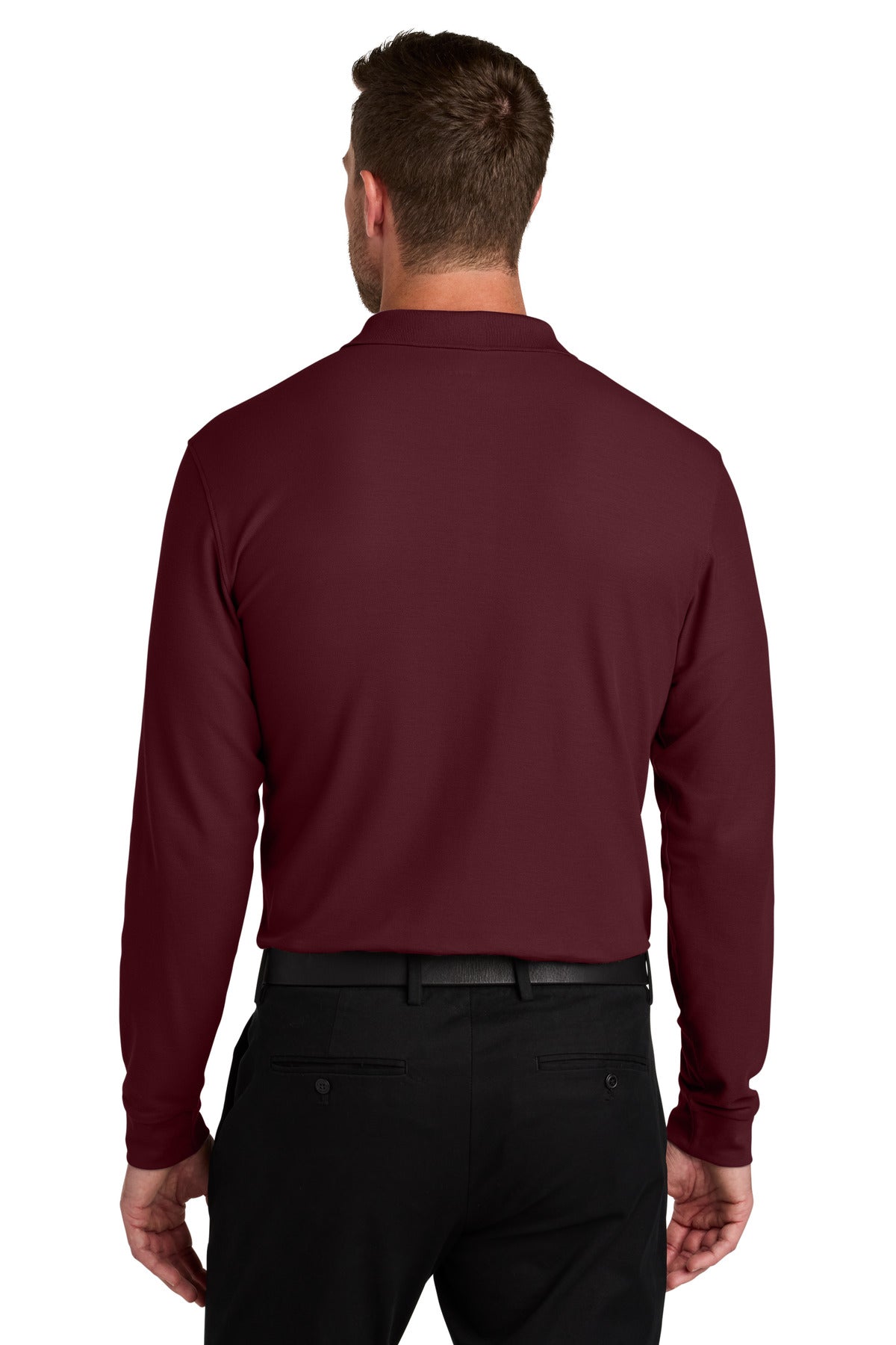 Burgundy Port Authority Wearever Signature Pique Long Sleeve Polo K200LS