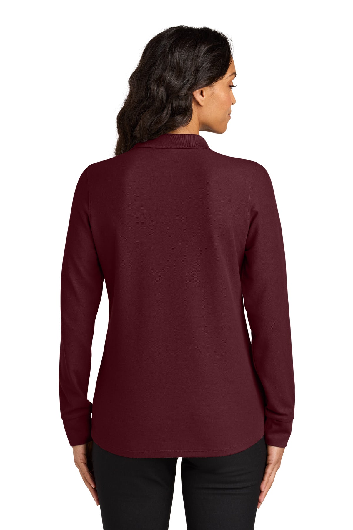 Burgundy Port Authority Women's Wearever Signature Pique Long Sleeve Polo LK200LS