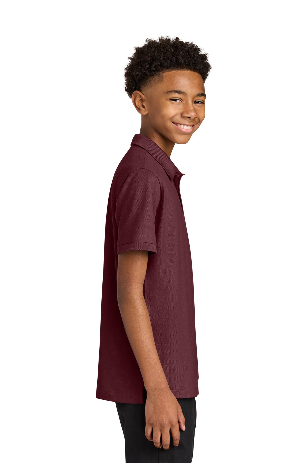 Burgundy Port Authority Youth Wearever Signature Pique Polo Y200