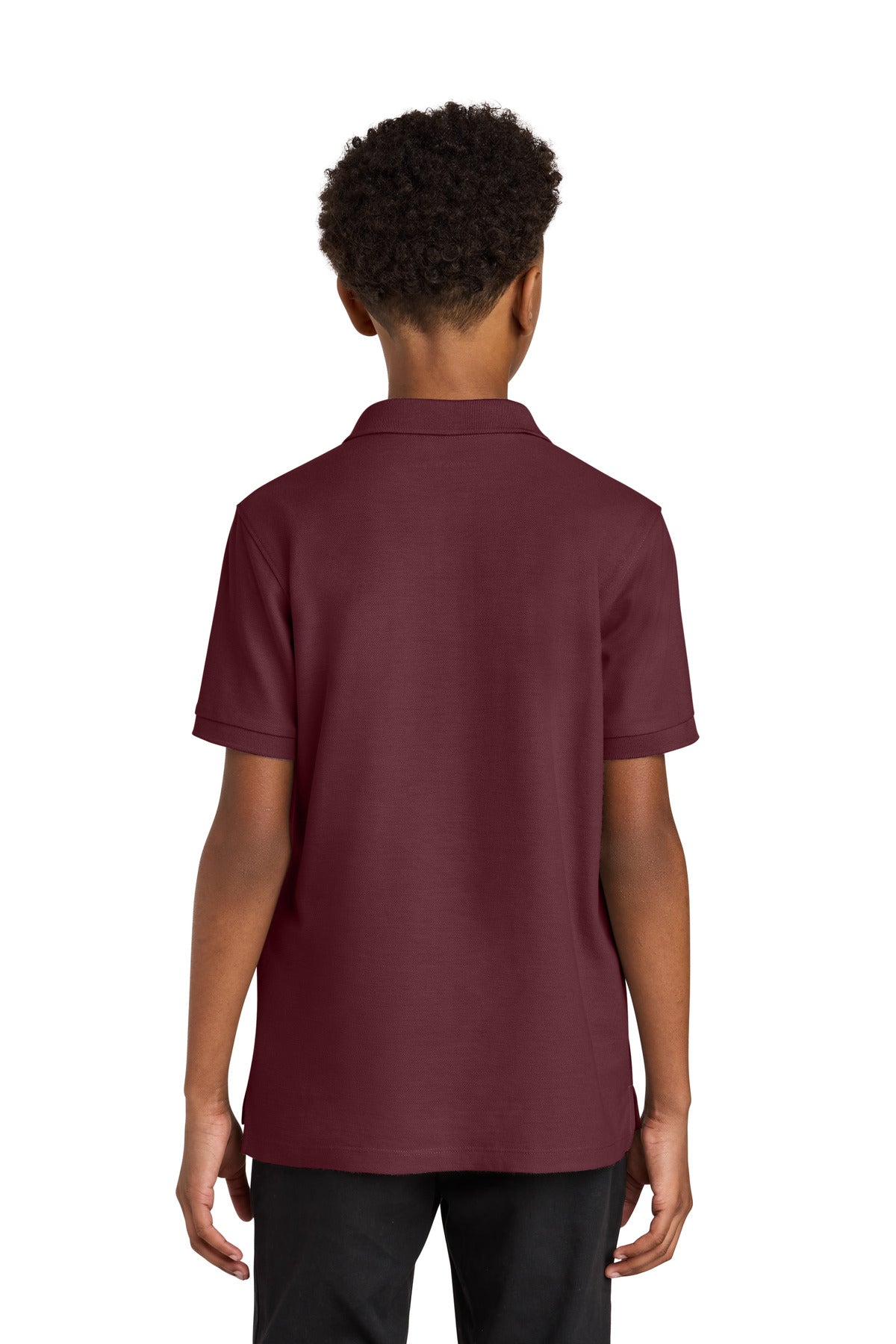 Burgundy Port Authority Youth Wearever Signature Pique Polo Y200