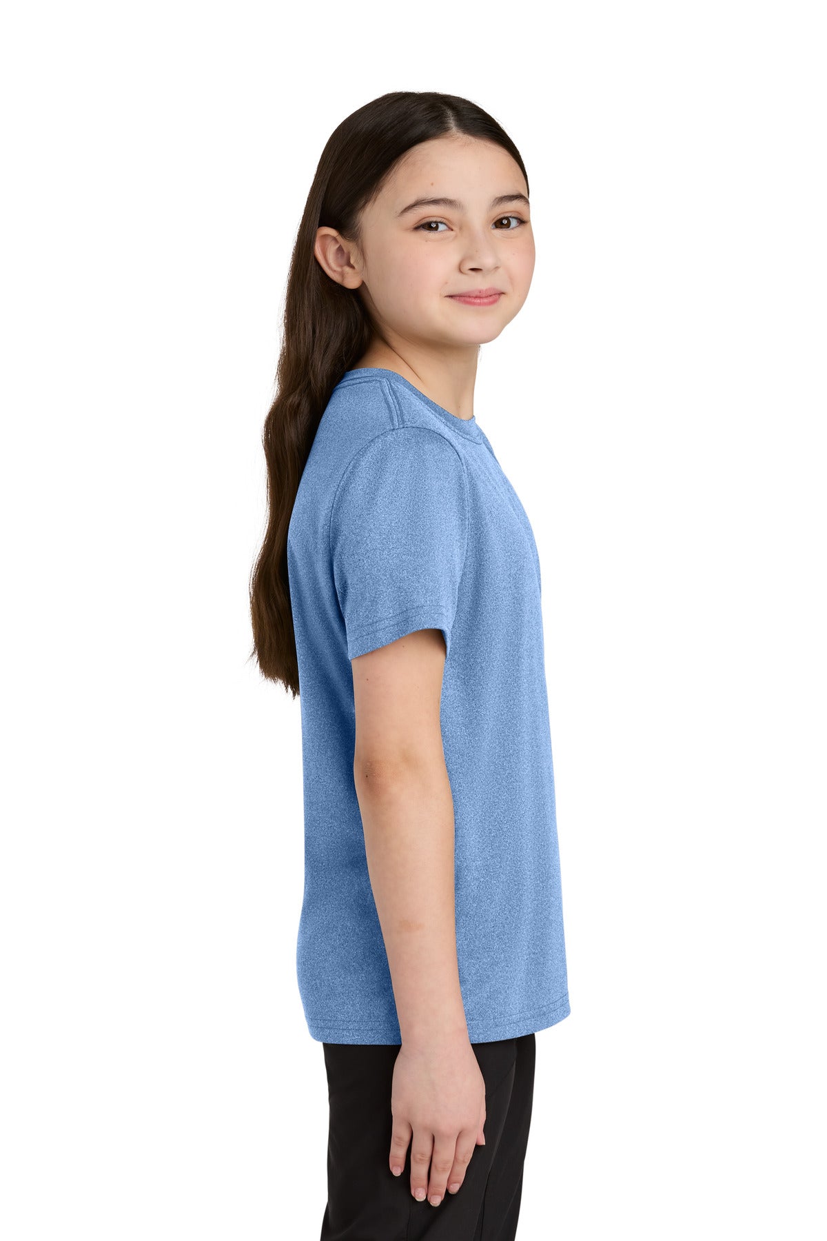 CrlnaBlHtr Port & Co Youth Heather Performance Tee PC390Y