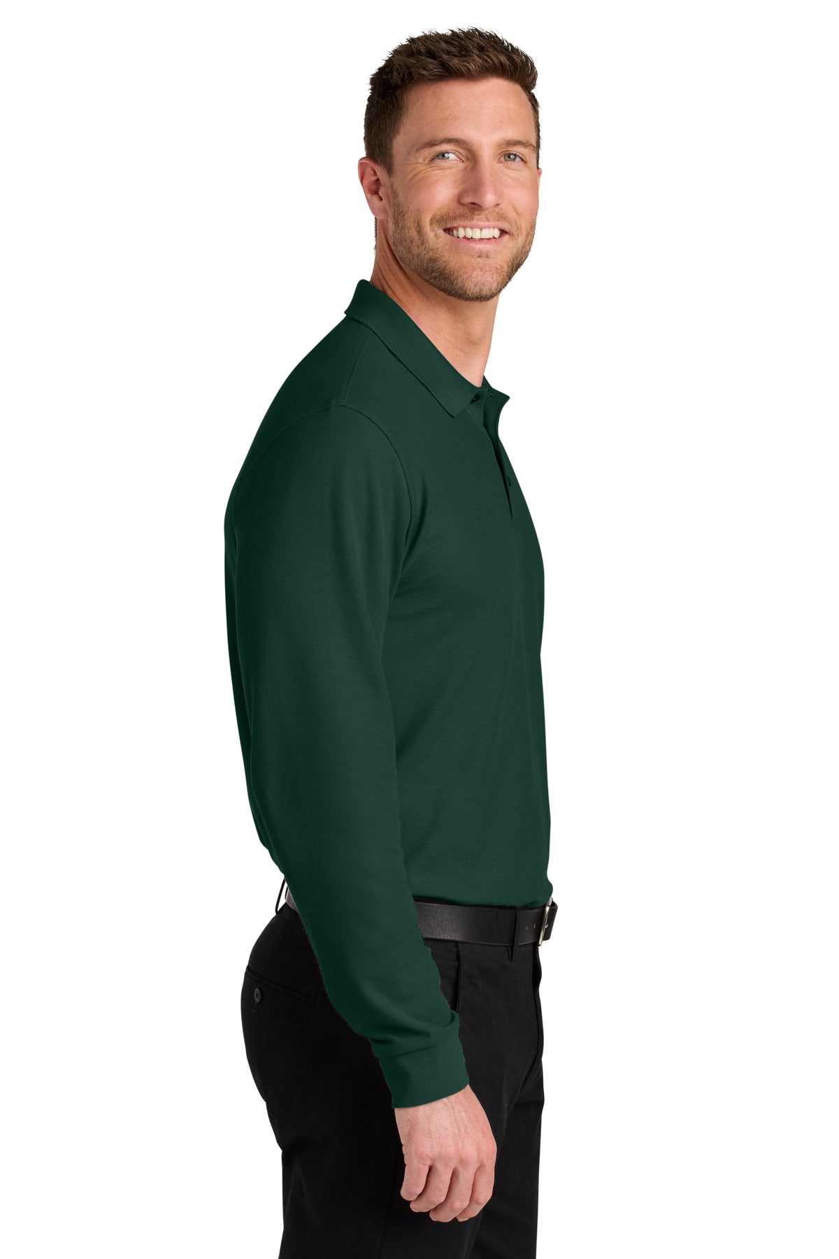 DarkGreen Port Authority Wearever Signature Pique Long Sleeve Polo K200LS
