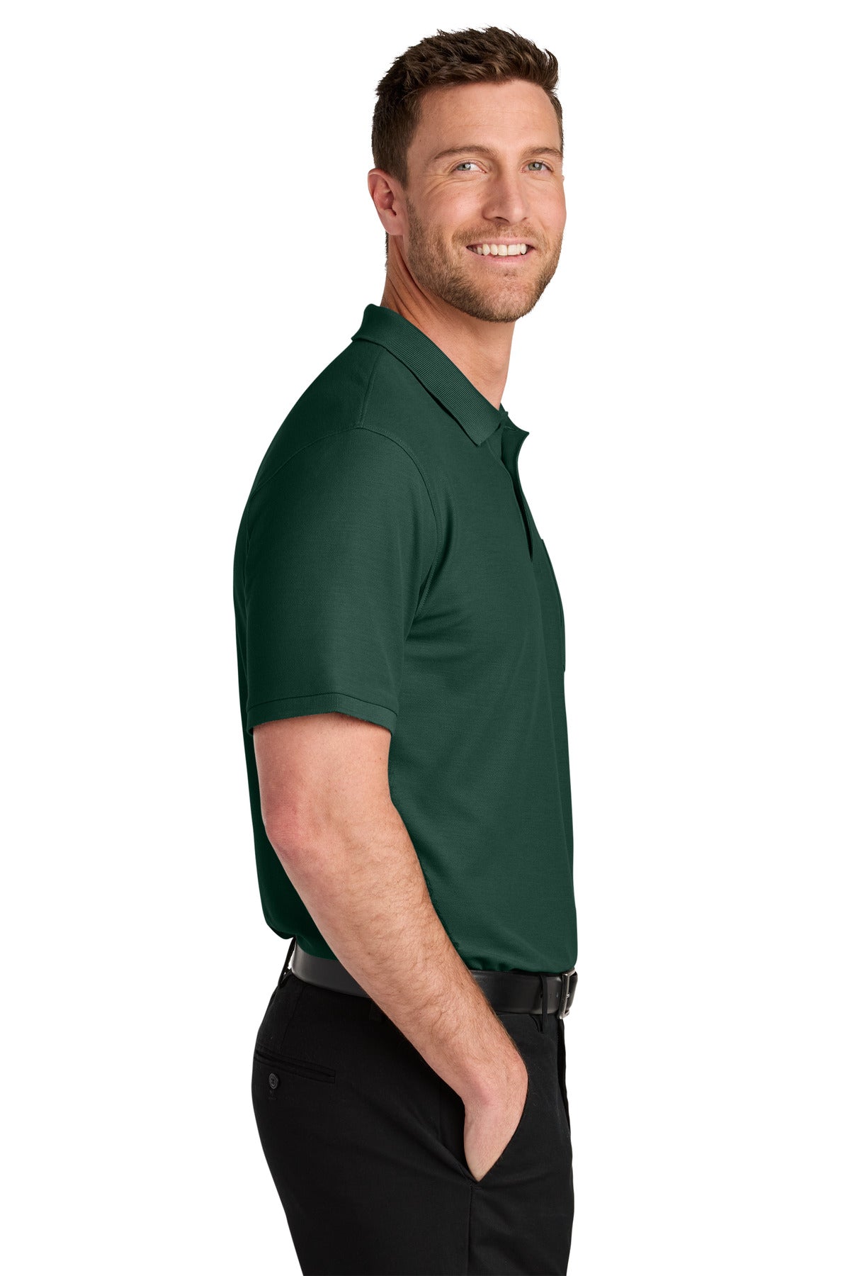 DarkGreen Port Authority Wearever Signature Pique Pocket Polo K200P