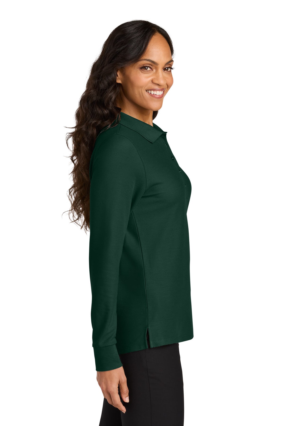 DarkGreen Port Authority Women's Wearever Signature Pique Long Sleeve Polo LK200LS