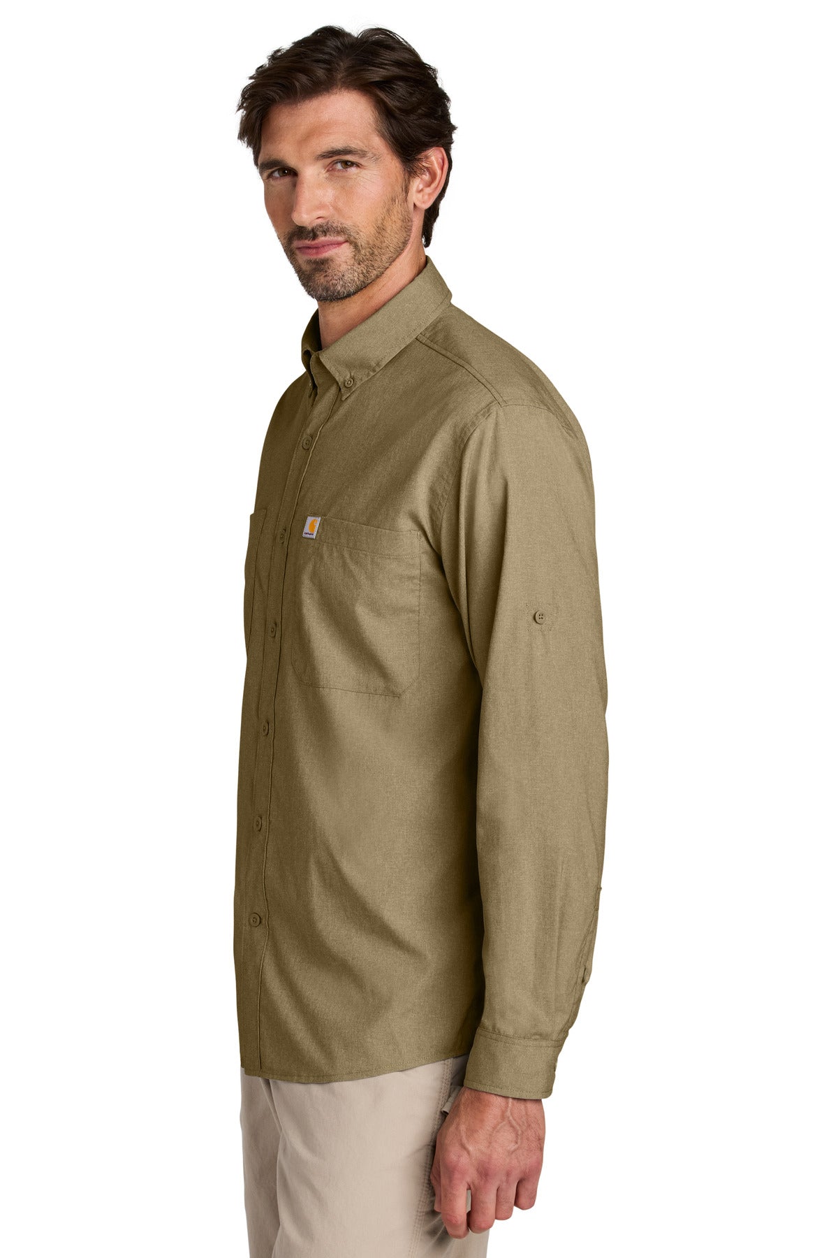 DarkKhaki Carhartt Force Sun Defender Long Sleeve Shirt CT107106