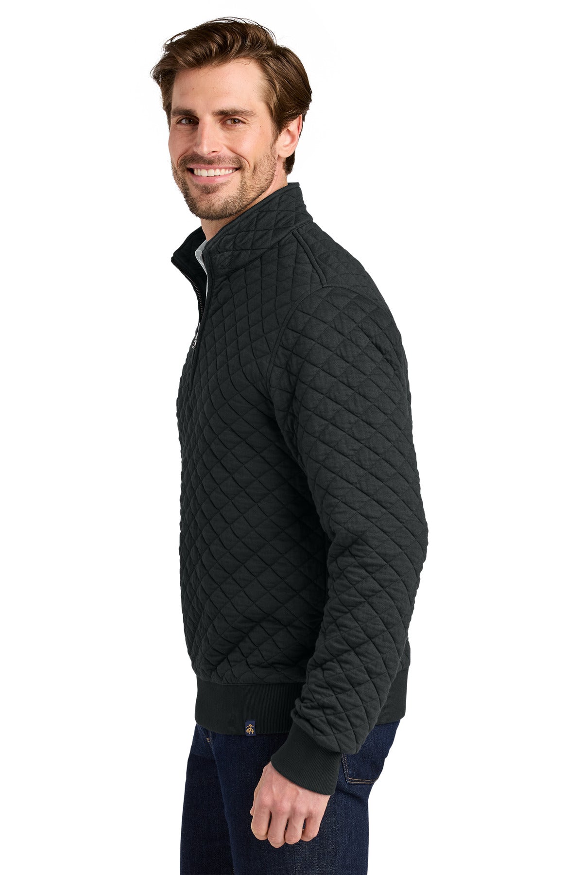 DeepBlack Brooks Brothers Diamond Quilt 1/4-Zip BB18212