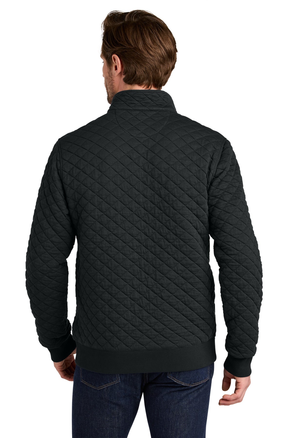 DeepBlack Brooks Brothers Diamond Quilt 1/4-Zip BB18212