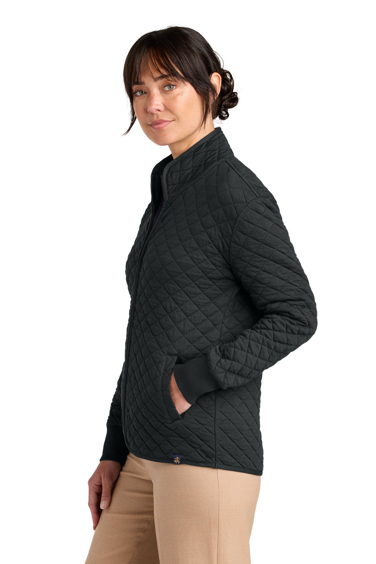 DeepBlack Brooks Brothers Women's Diamond Quilt Full-Zip BB18213