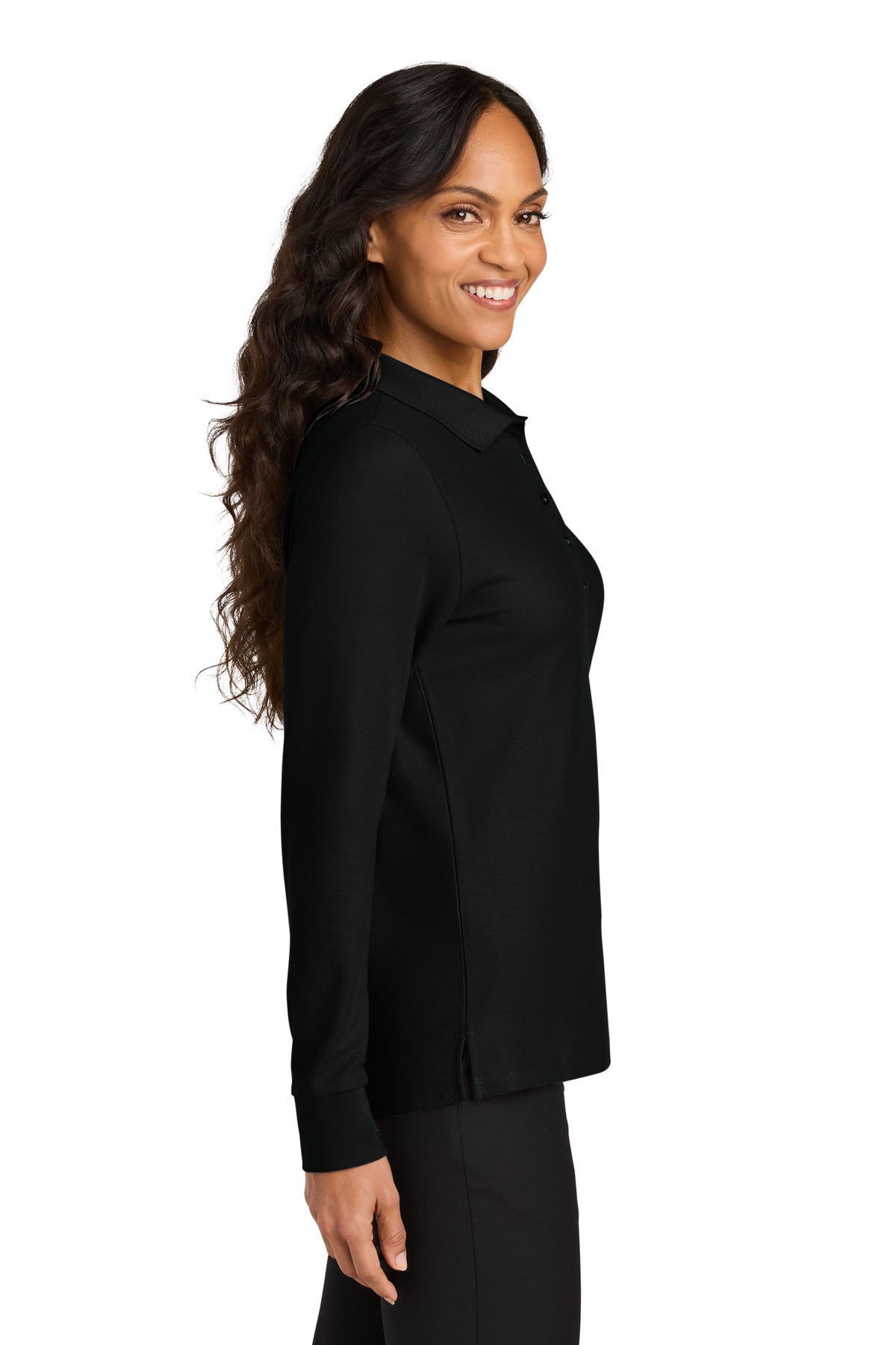 DeepBlack Port Authority Women's Wearever Signature Pique Long Sleeve Polo LK200LS