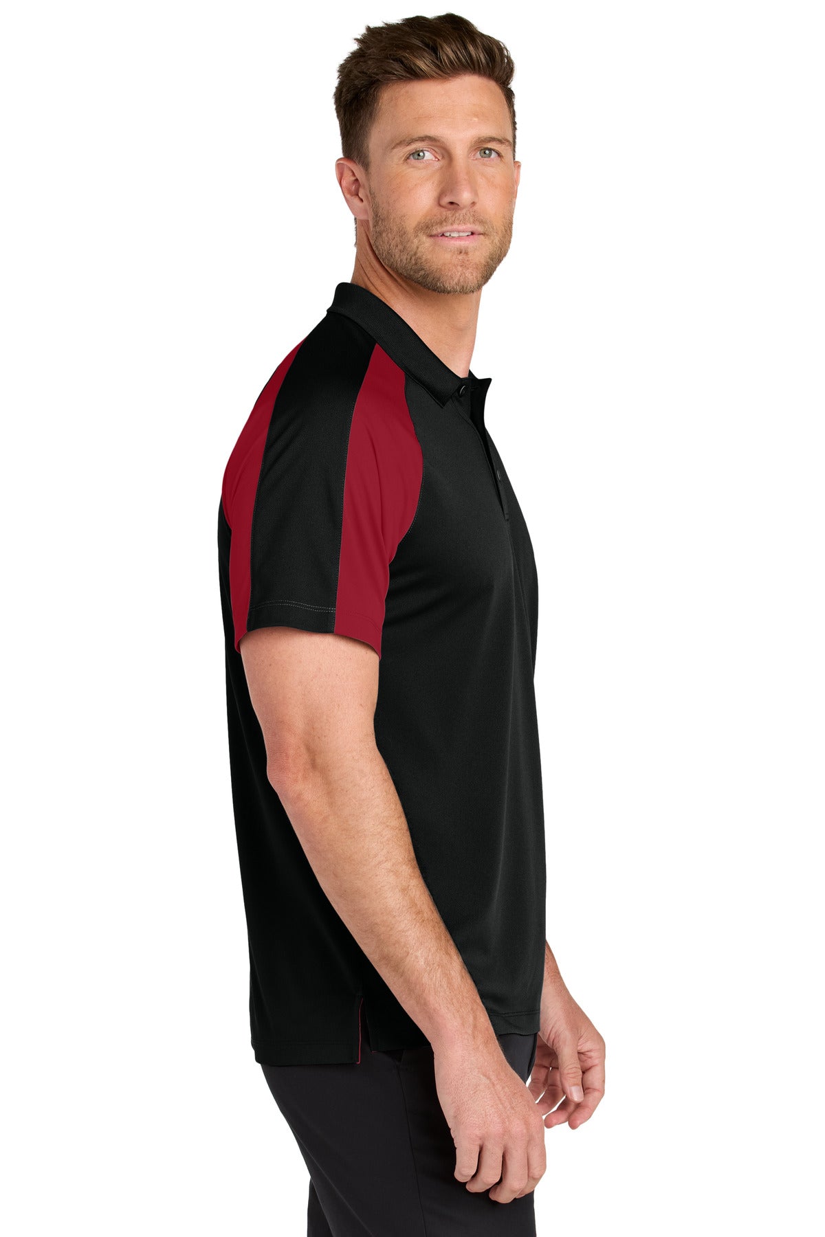 DpBk/RichR Port Authority Wearever Performance Pique Colorblock Polo K247