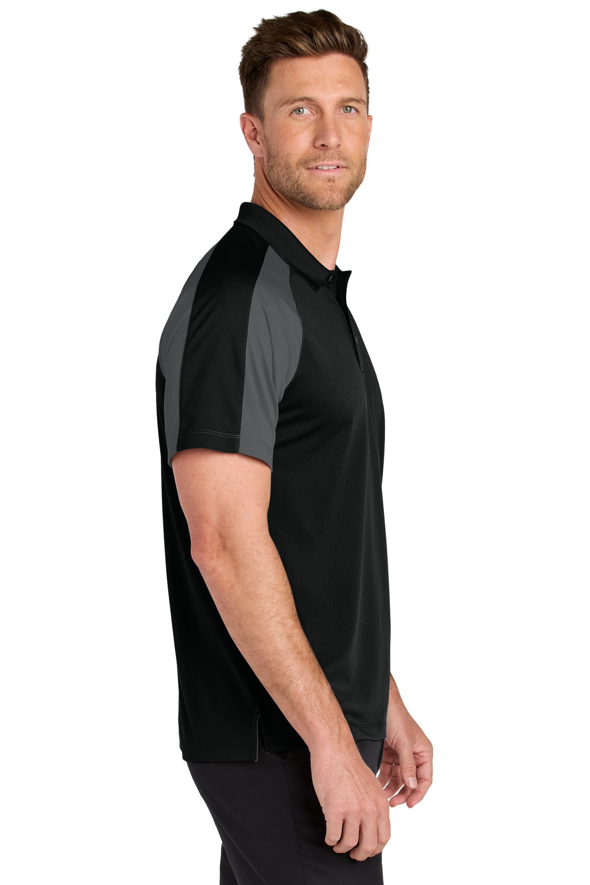 DpBk/StrmG Port Authority Wearever Performance Pique Colorblock Polo K247