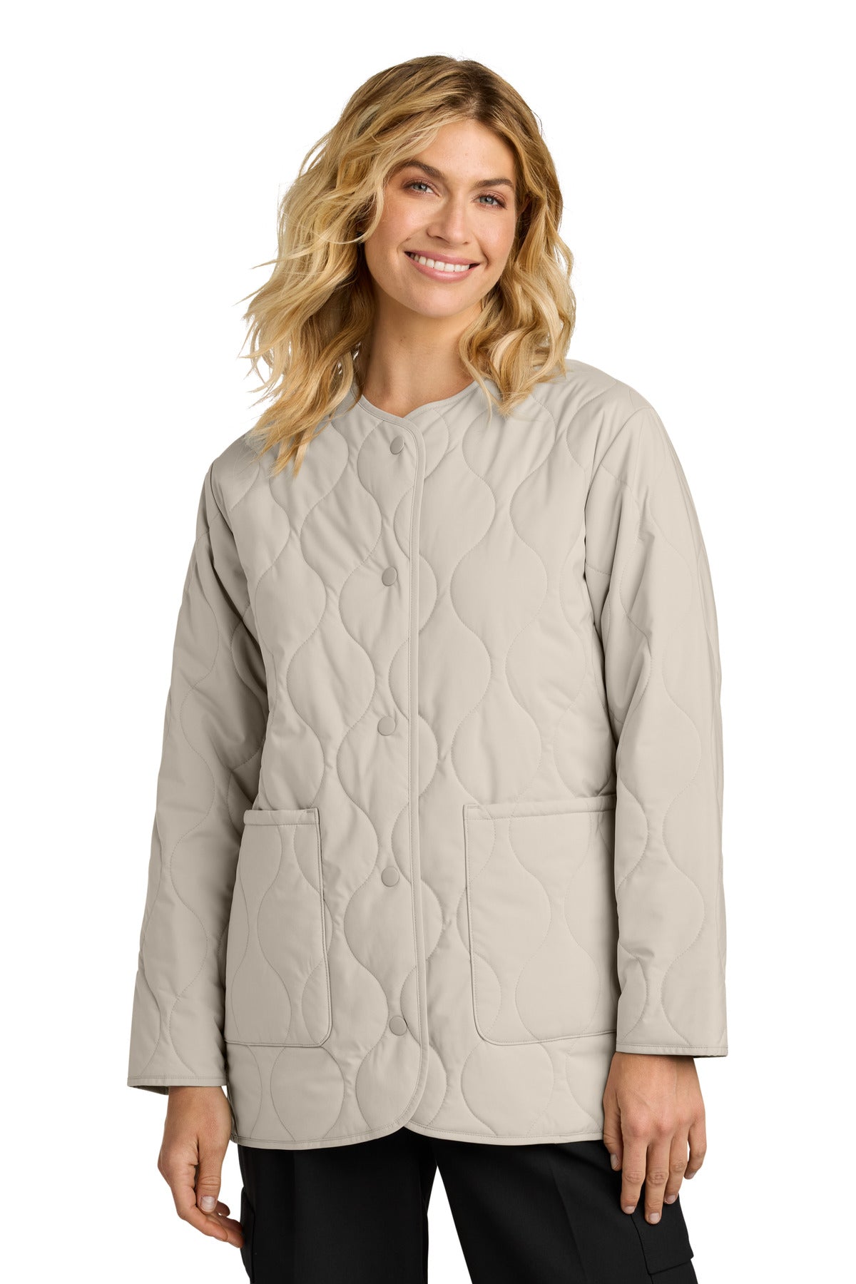 Front View of Almond Mercer+Mettle Women's Quilted Liner Jacket MM7203