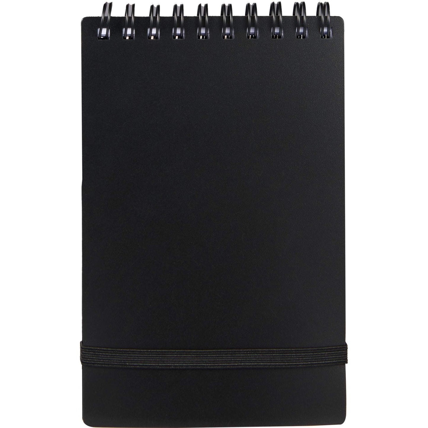 Front View of Black 3" x 5" Recycled Stand Up Pocket Jotter plain