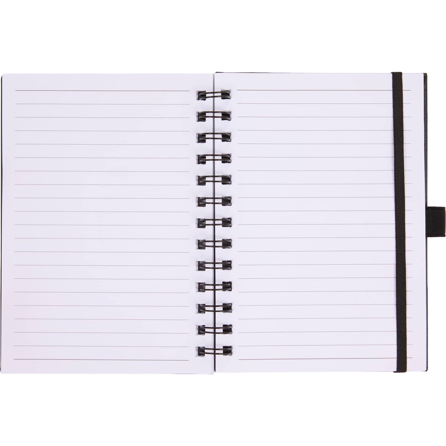 Front View of Black 5” x 7” FSC® Recycled Morano Spiral Journal plain