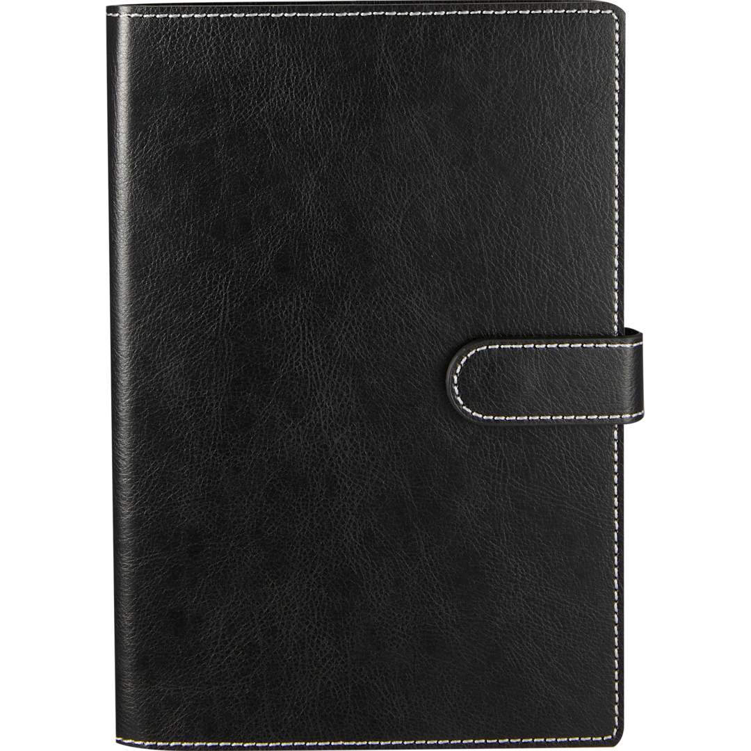 Front View of Black 5.5" x 8.5" Recycled Refillable Journal plain