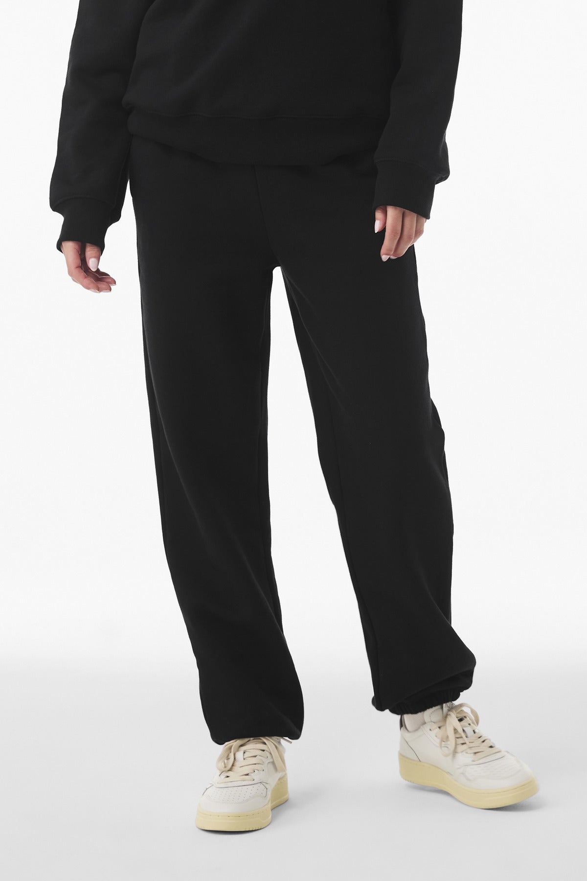 Front View of Black BELLA+CANVAS Unisex 10-Ounce Heavyweight Sweatpant BC4737
