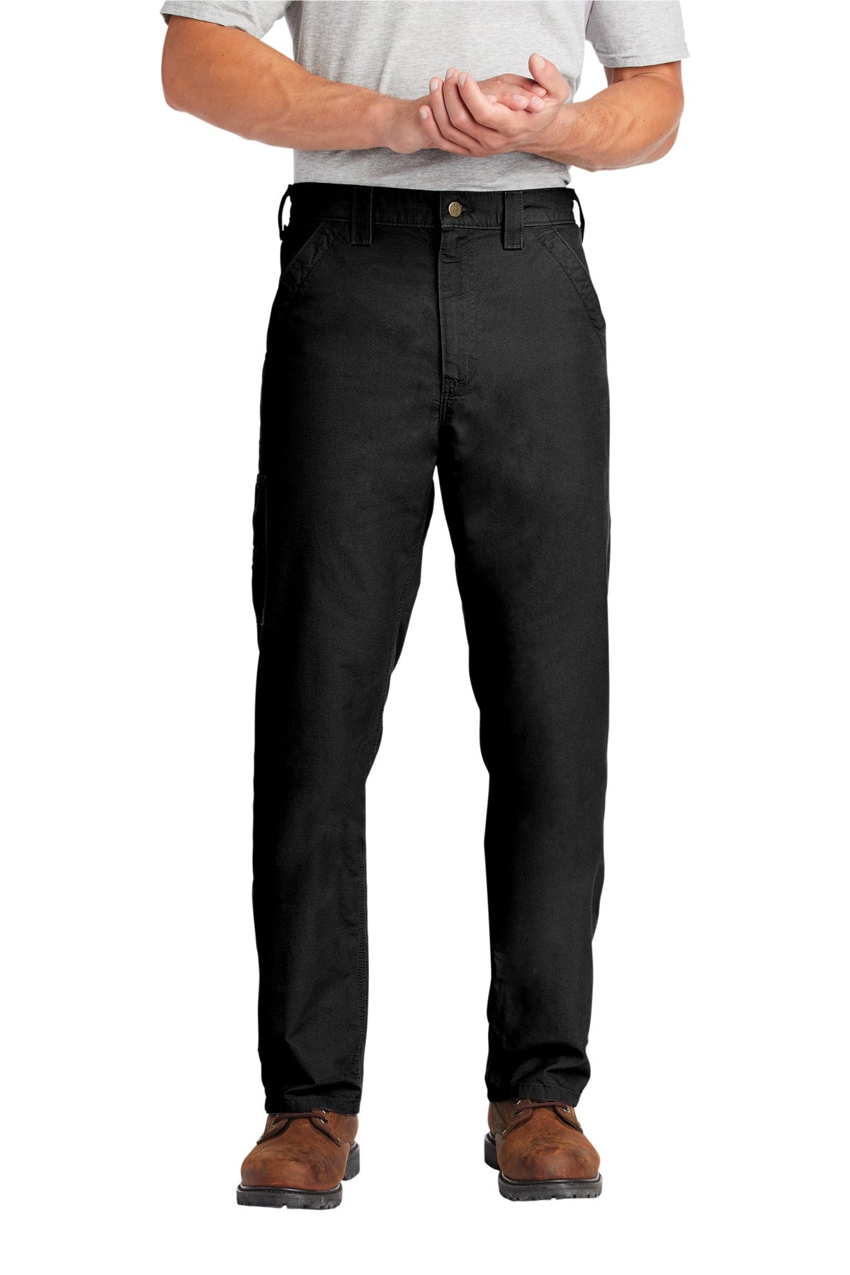 Front View of Black Carhartt Canvas Work Dungaree. CTB151