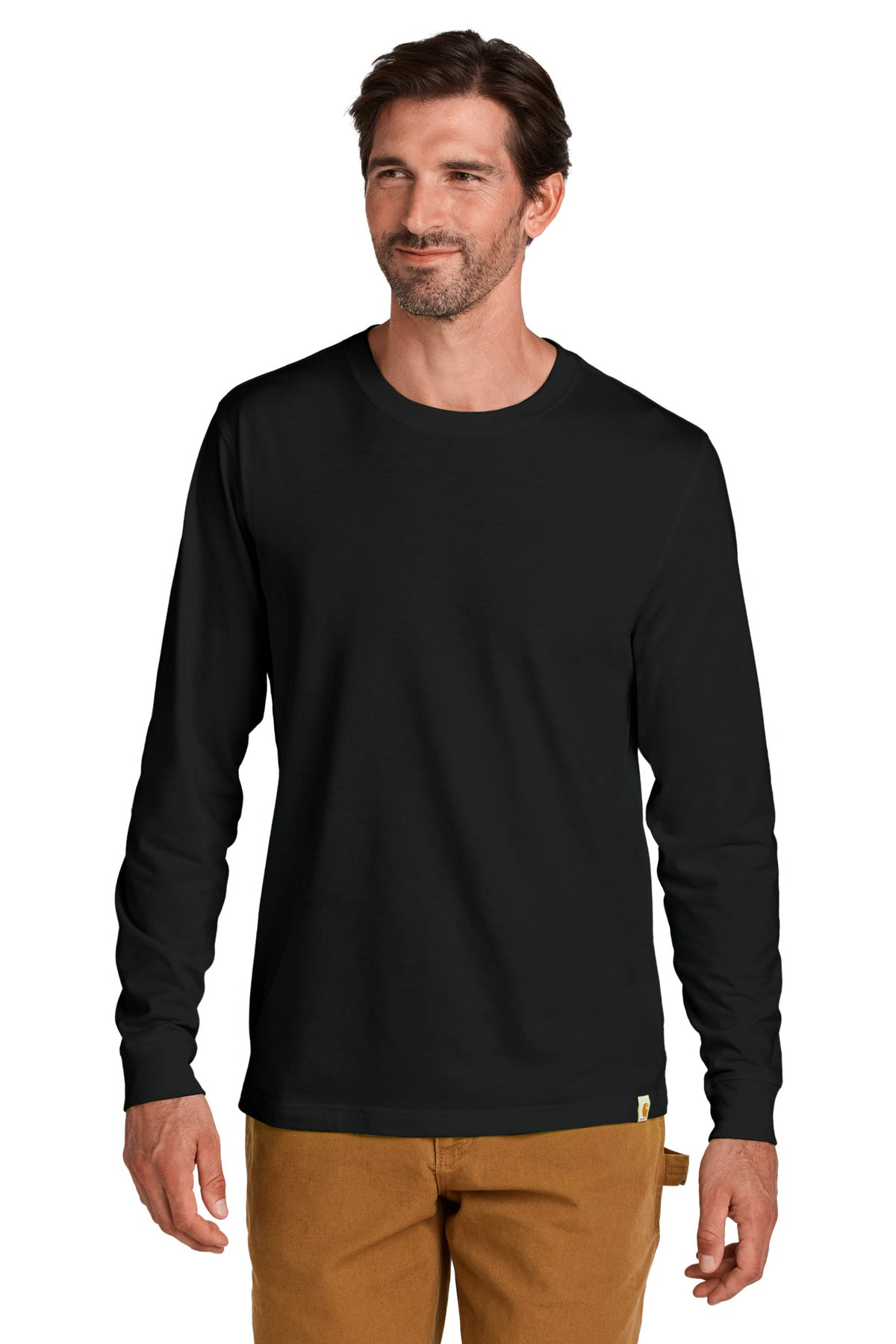 Front View of Black Carhartt Long Sleeve T-Shirt CT106921