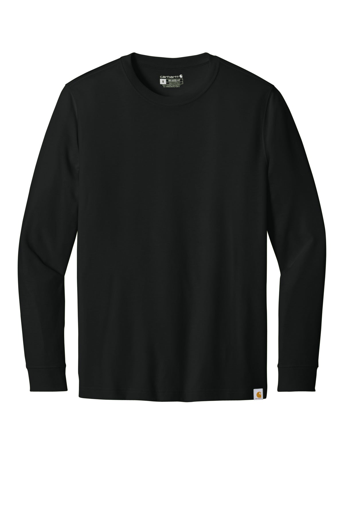 Front View of Black Carhartt Long Sleeve T-Shirt CT106921