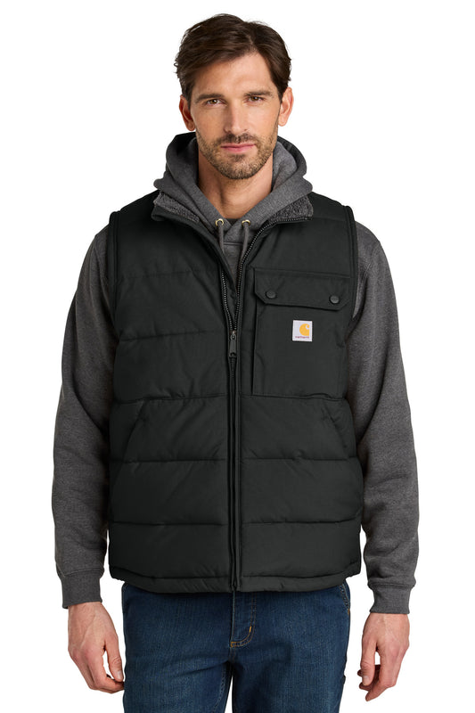 Front View of Black Carhartt Montana Insulated Vest CT105475