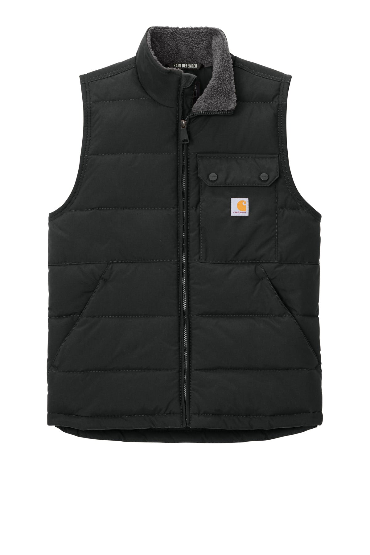 Front View of Black Carhartt Montana Insulated Vest CT105475