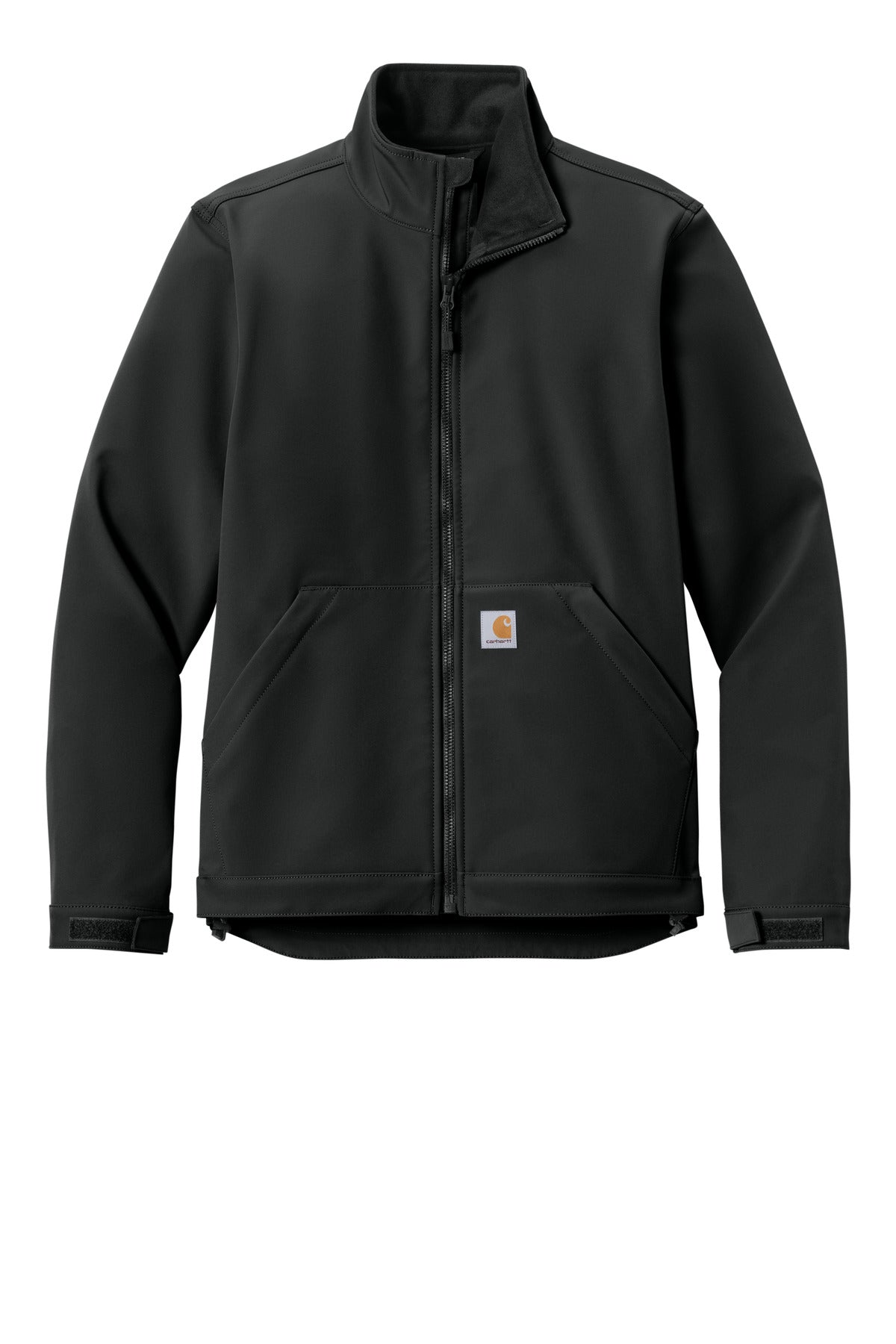 Front View of Black Carhartt Rain Defender Soft Shell Jacket CT106438