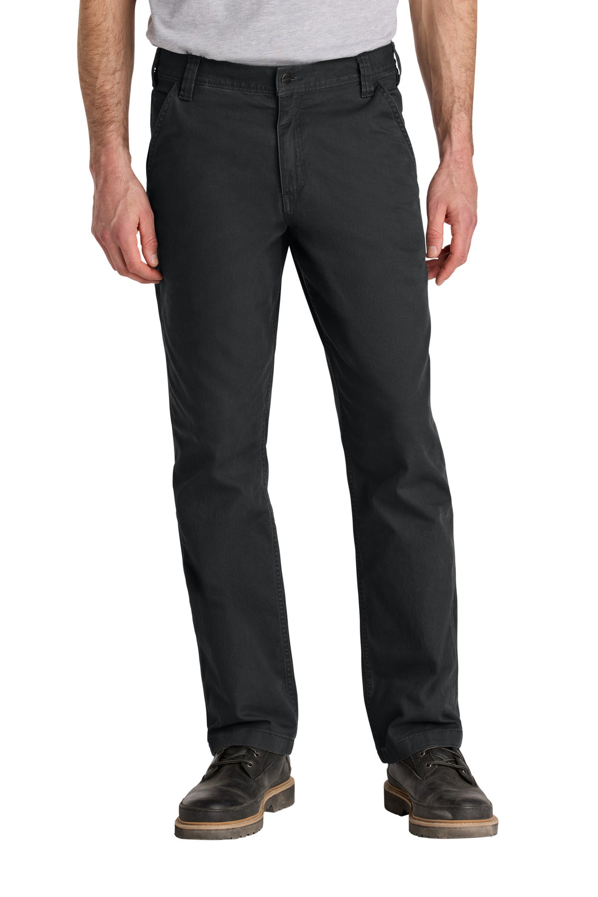 Front View of Black Carhartt Rugged Flex Rigby Pant CT102291