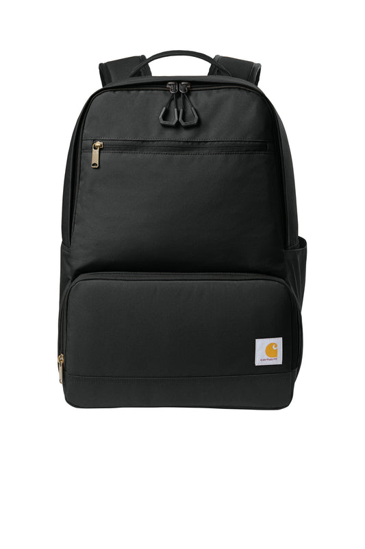 Front View of Black Carhartt Two-Compartment Cooler Backpack CTB0000607