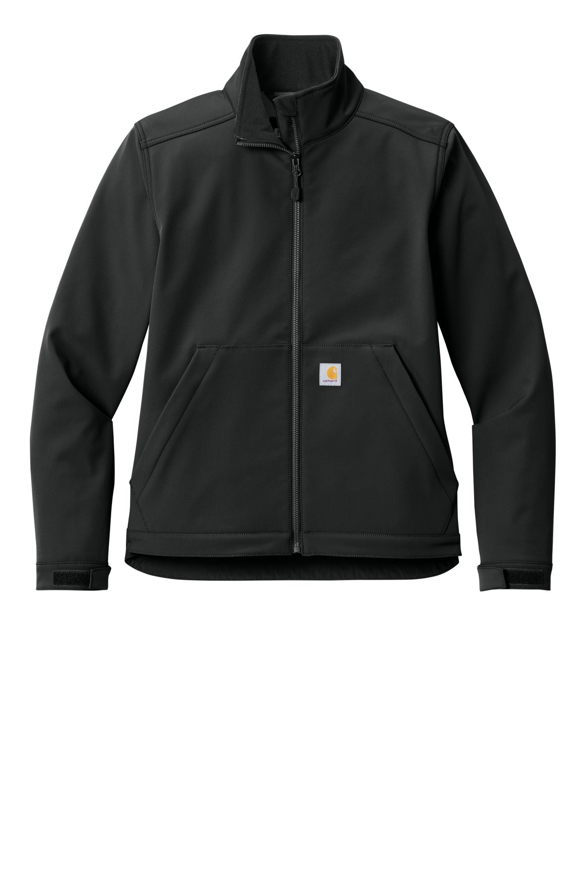 Front View of Black Carhartt Women's Rain Defender Soft Shell Jacket CT107115
