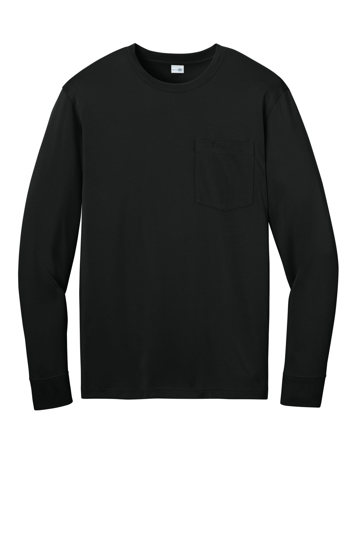 Front View of Black CornerStone Workwear Pro Long Sleeve Pocket Tee CS440LSP