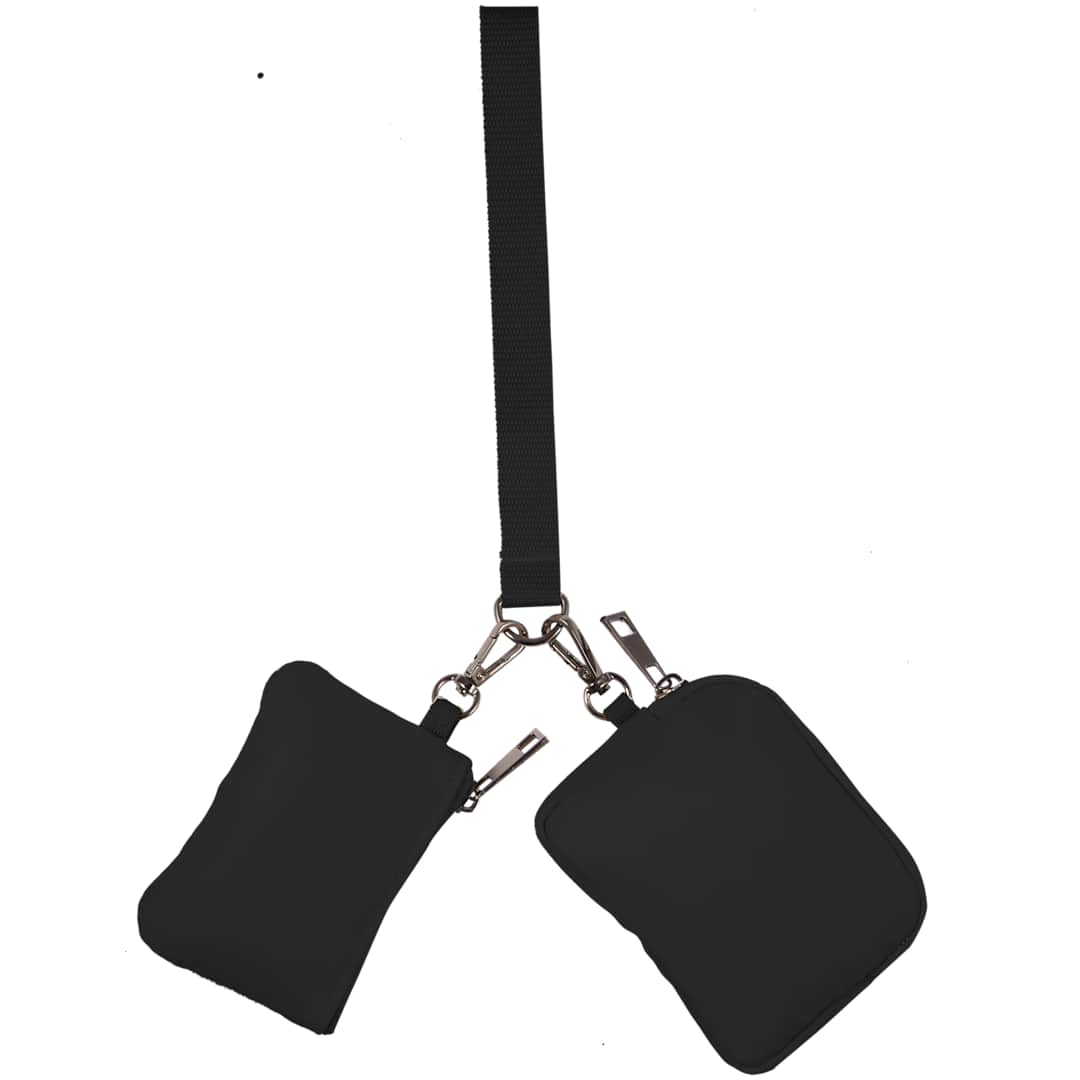 Front View of Black Daybreak Recycled Dual Lanyard plain