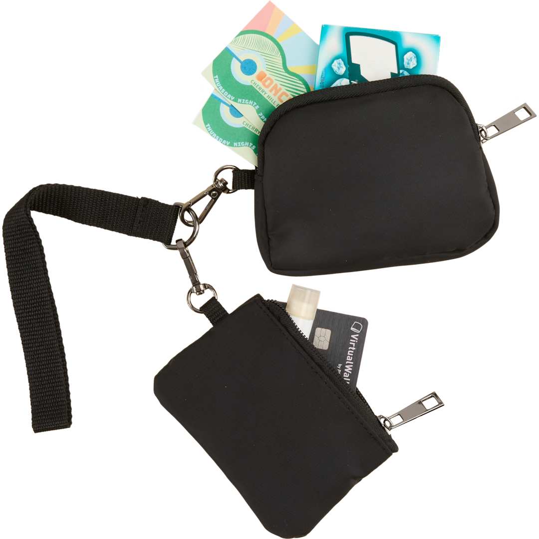 Front View of Black Daybreak Recycled Dual Lanyard plain