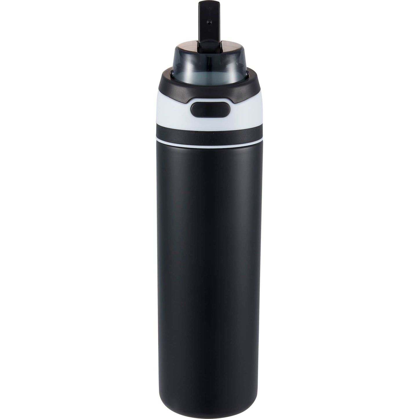 Front View of Black Elvin 28oz Recycled Stainless Flip Straw Bottle plain