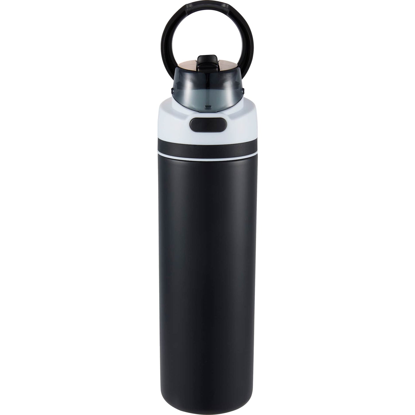 Front View of Black Elvin 28oz Recycled Stainless Flip Straw Bottle plain