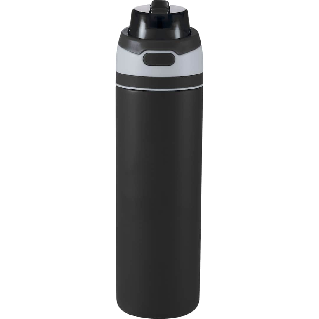 Front View of Black Elvin 28oz Recycled Stainless Flip Straw Bottle plain