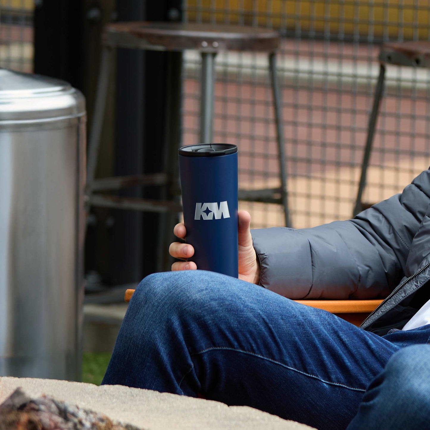 Front View of Black Leeston Copper Vacuum Insulated Tumbler 24oz